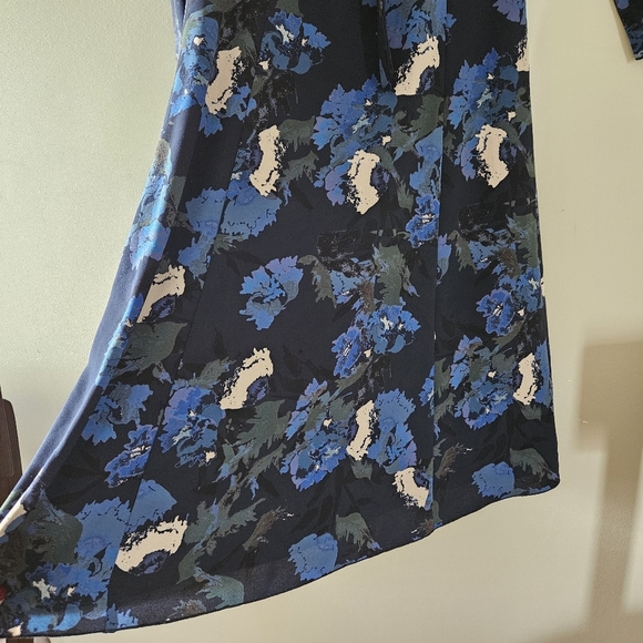 Aritzia Wilfred Aubagne Floral Blue Green Cut Out Midi Long Sleeve Dress Size 0. - Picture 11 of 16